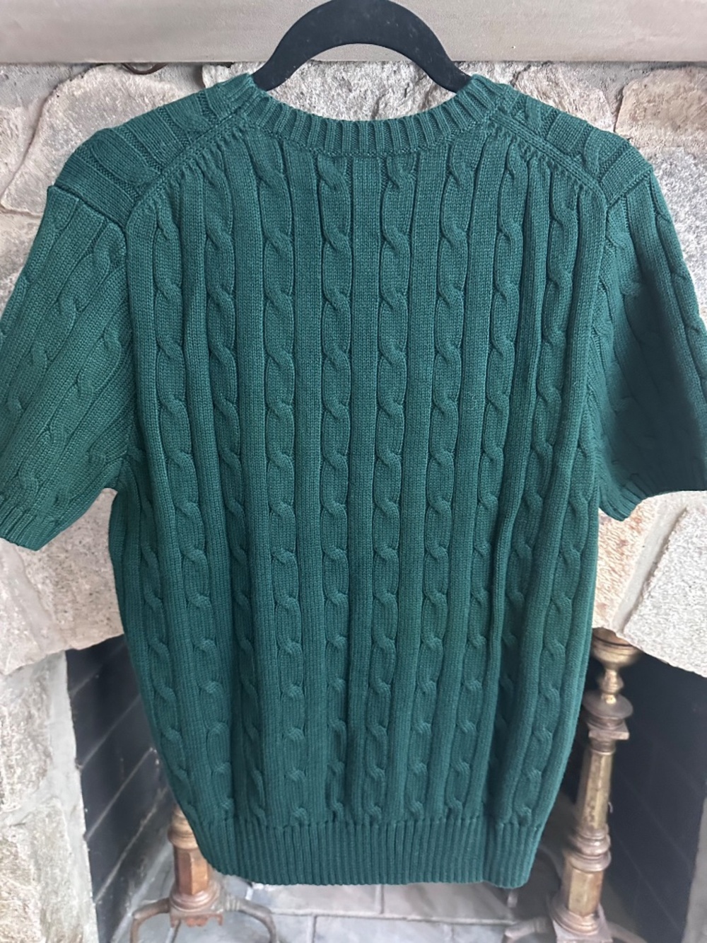 NWT Polo Ralph Lauren Retired Beaded Big Pony Cable Knit Short Sleeve Sweater L - Picture 8 of 11
